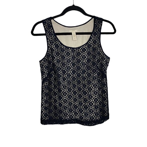 J.CREW Tops - J.Crew Blouse Size 2 Women's Sleeveless Black Lace Zip Formal Professional Tank